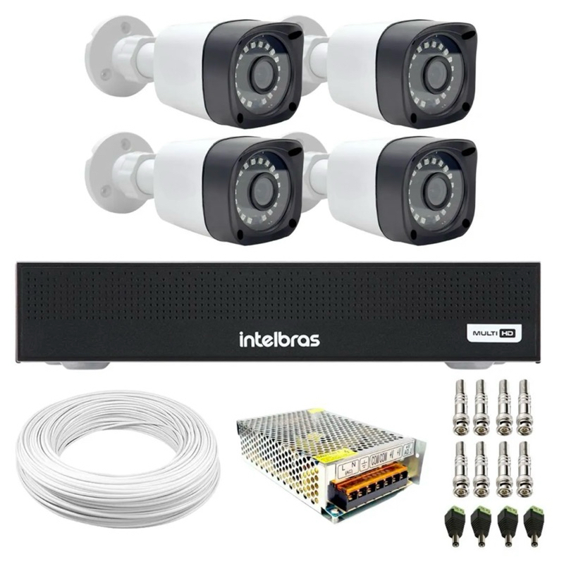 Kit 4 câmeras intelbrás VHL 1120 + DVR MHDX 1104