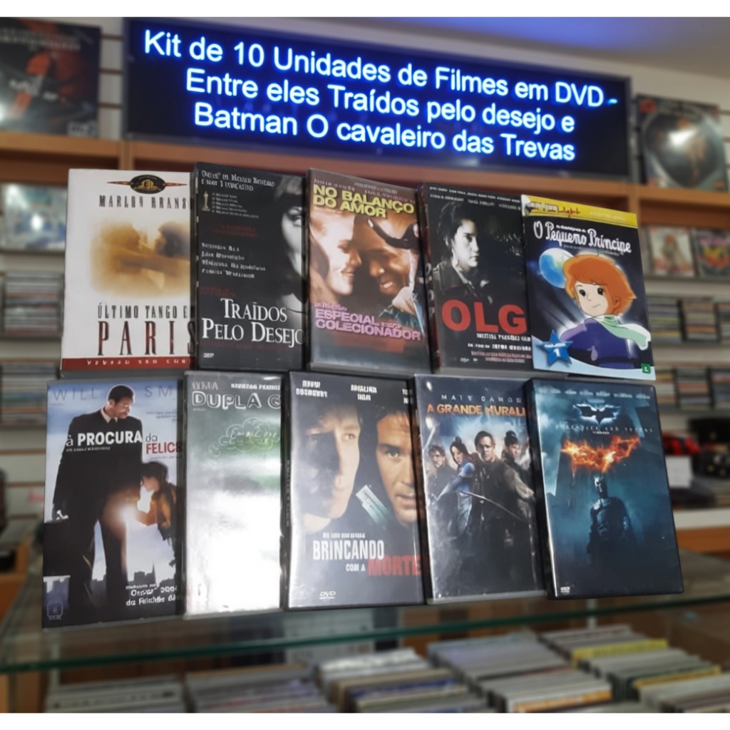 Kit de 10 Unidades de Filmes em DVD - Entre eles Traídos pelo desejo e Batman O cavaleiro das Trevas