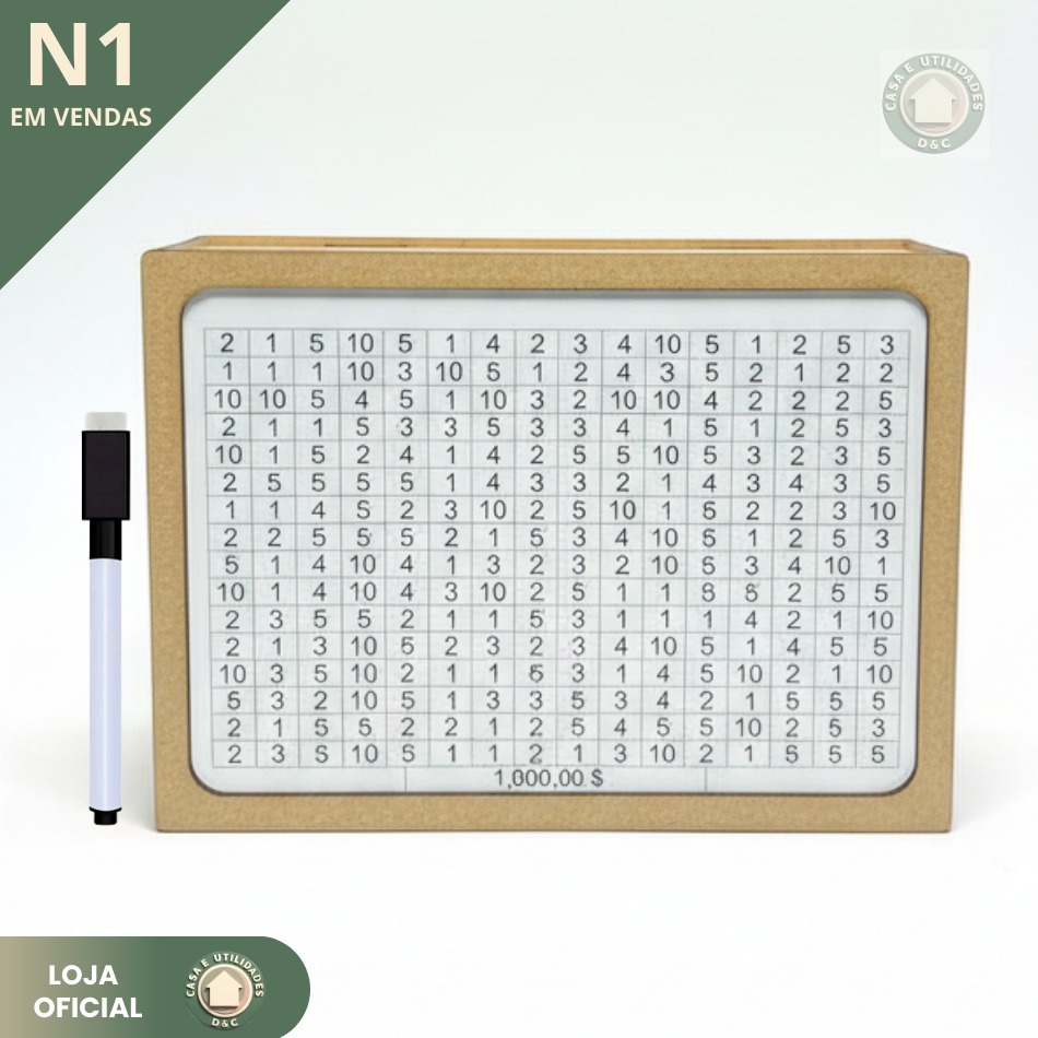 Cofre Desafio 20mil/10mil/5mil/1mil Cofrinho MDF Método Japonês Escolha Meta