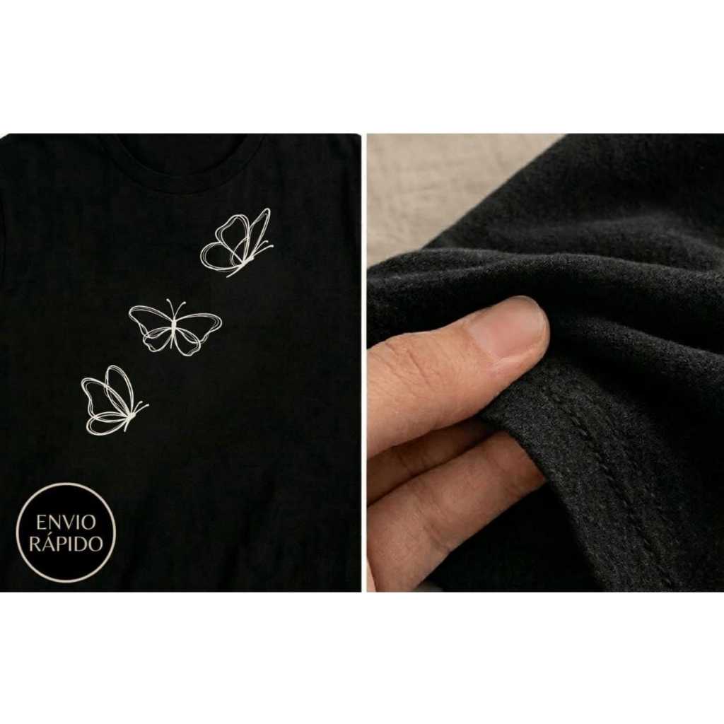 Camiseta Feminina Estampada Borboletas Algodão Confortável – Nova Coleção Ótimo Custo Benefício