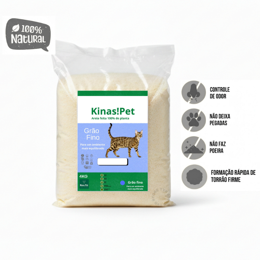 Areia Biodegradável Higiênica Para Gato 100% Natural Mandioca