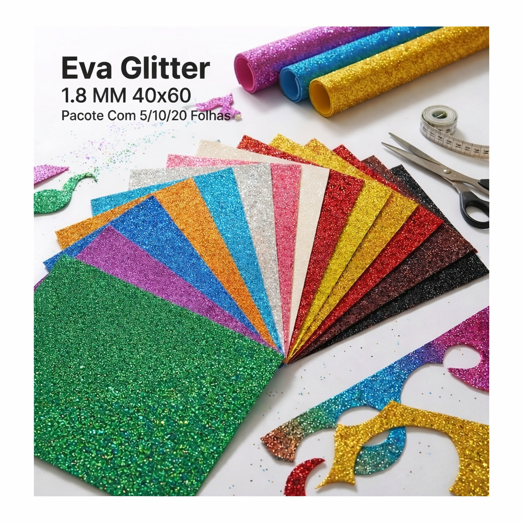 Eva Glitter 1.8 MM 40x60 - Pacote Com 5, 10, 20 Folhas em Oferta na Shopee