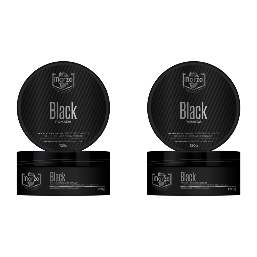 Kit 2 Pomada Capilar Pasta Modeladora Efeito Black Escurecedor 120g