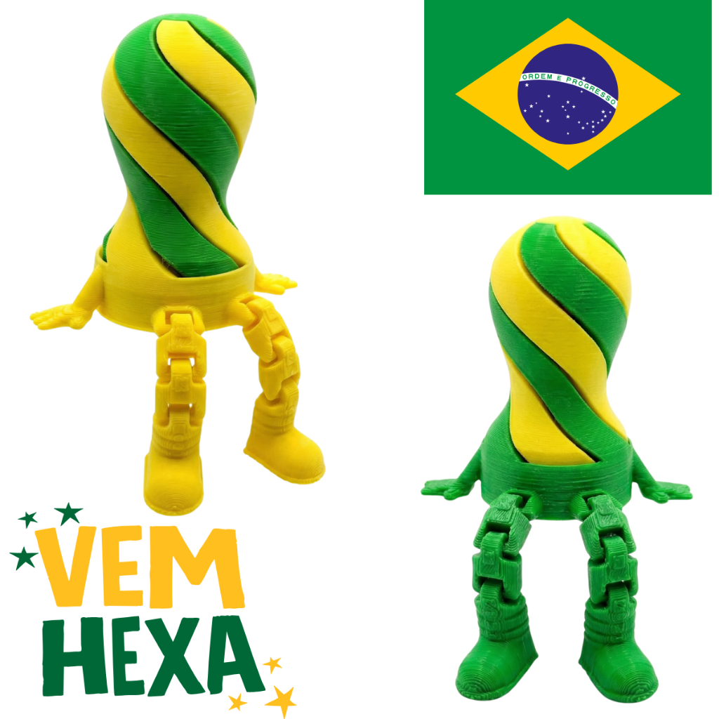 Kit 2 Taça Copa do Mundo 3D Articulada Verde Amarelo Troféu Futebol Decoração Brasil