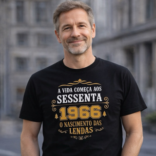Camiseta unissex algodao nascidos em 1966 60 anos sessenta de idade (2026) aniversario em Oferta na Shopee