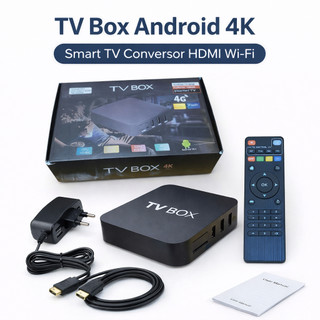TV Box Android 4K Smart TV Conversor HDMI WiFi Controle Remoto Play Store USB 4K Ultra HD