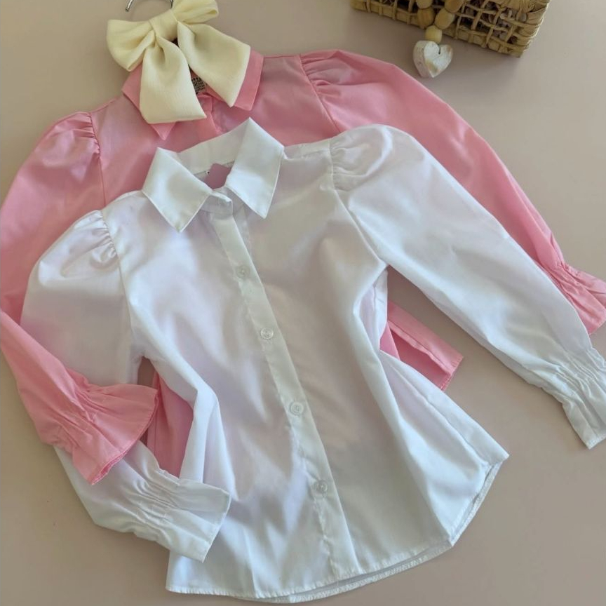 Camisa Social Infantil Feminina Manga Bufante Princesa Luxo