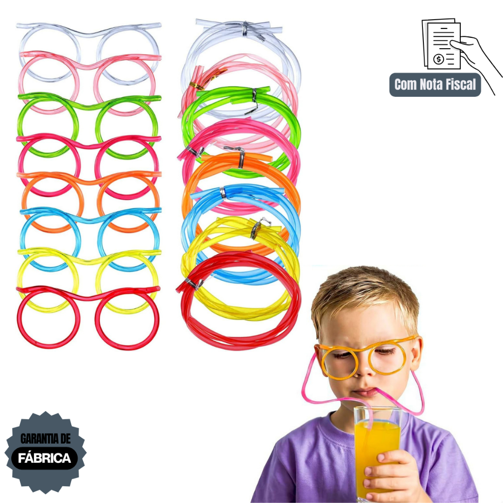 20 Óculos Canudo Divertido Reutilizável Chaves Festa Colorido Canudinhos Infantil Aniversário Carnaval Festinha em Oferta na Shopee
