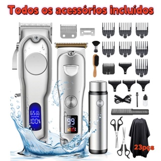 Máquina De Cortar Cabelo Acabamento Profissional Aparar Pelos Barba Sem Fio 23pçs em Oferta na Shopee