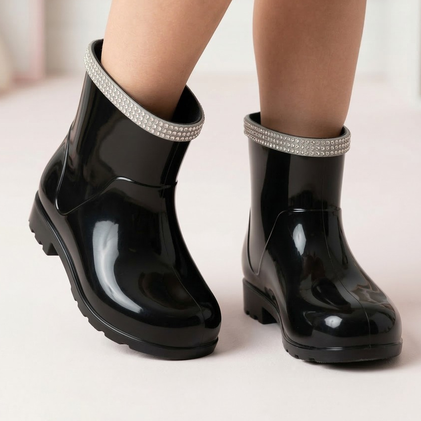 Galocha Meninas Infantil Bota Estilosa Mocinha Brilho Strass Inverno