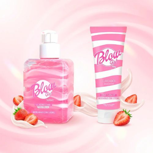 Kit Clareador Axilas e Virilha + Hidratante Morango + Creme Blow Girl Combo Pele de Seda