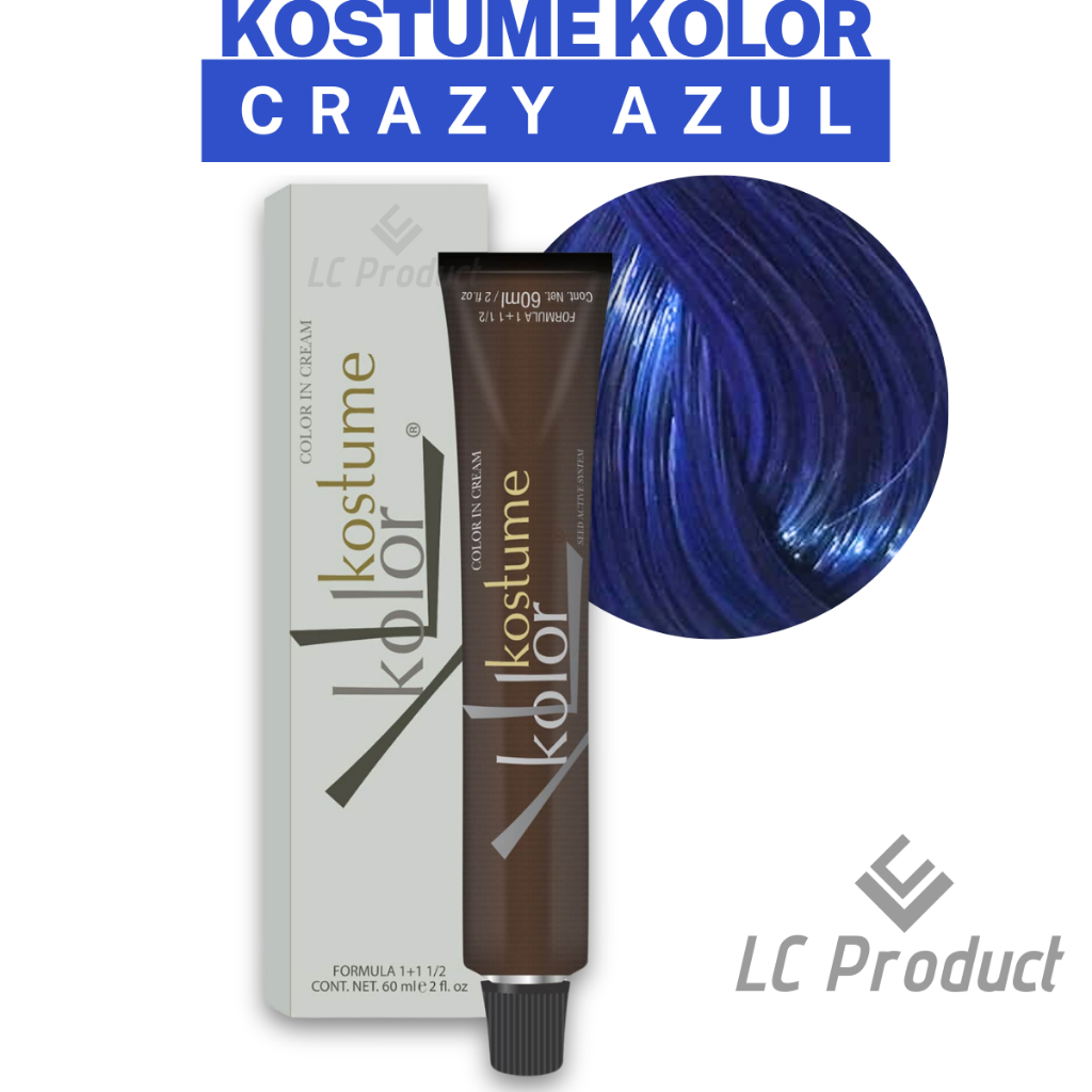 Tinta de Cabelo Kostume Kolor Azul Tintura Coloração Crazy 60ml