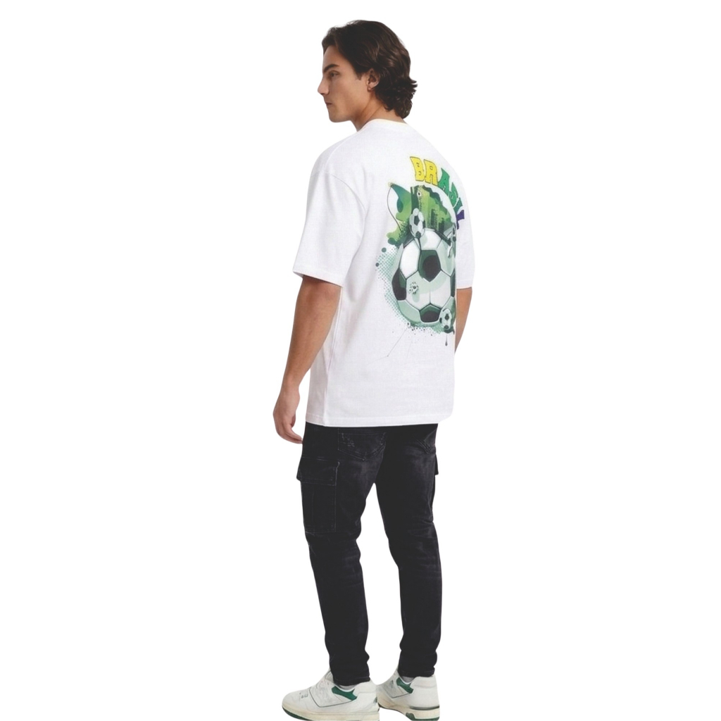 Camiseta Branca Masculino Camisa Futebol  Estampa Torcedor Copa Confortável e Casual