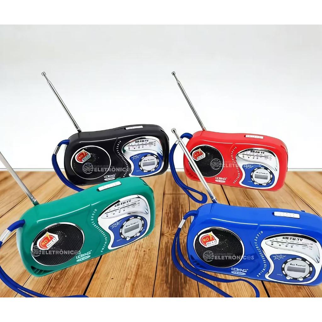 Rádio Portátil Retro AM/FM/TV com Antena Telescópica - 4 Cores Disponíveis