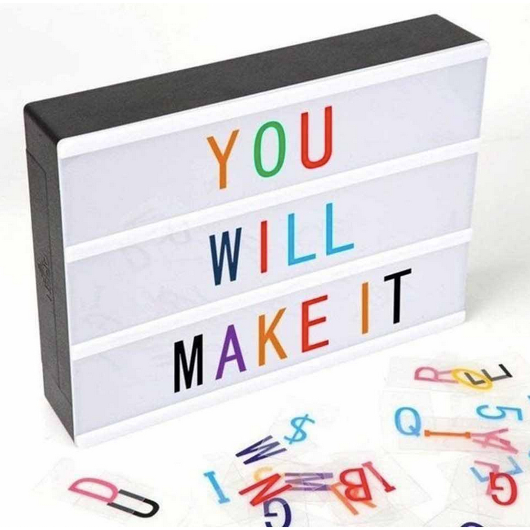 Letreiro Quadro Led Light Box Cinema Com 96 Letras Coloridas