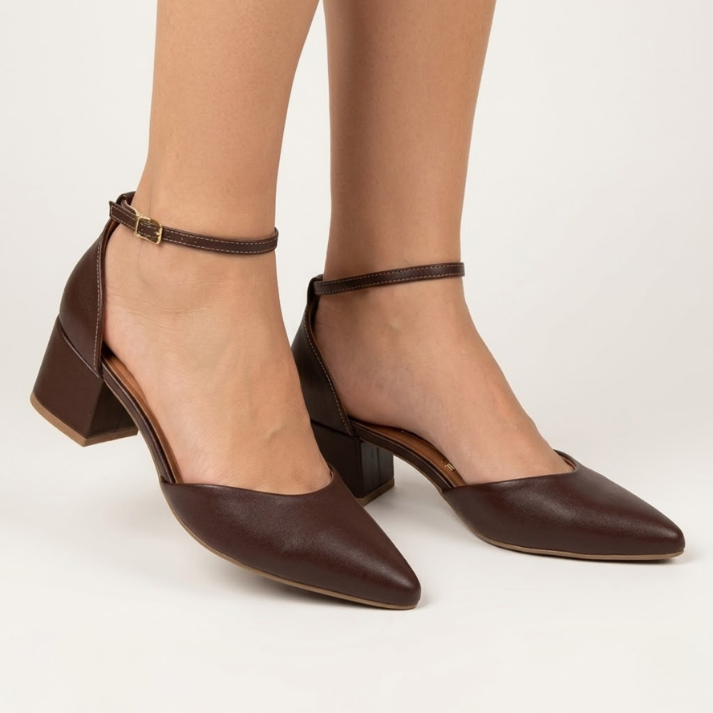 Scarpin Feminino Vizzano Salto Bloco Baixo Bico Fino 1220.317 Elegante Confortável Social