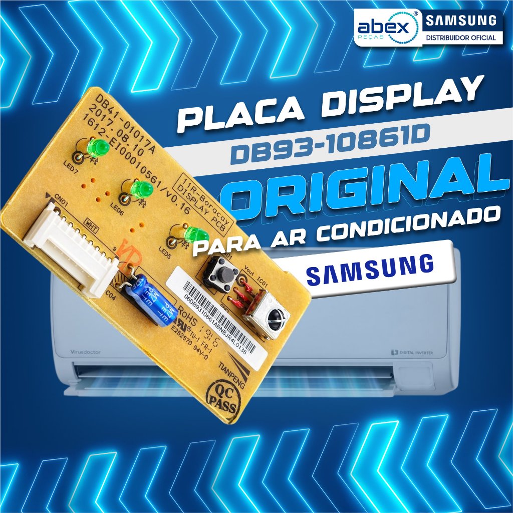 Placa inverter de Display do Ar Condicionado SAMSUNG Original DB93-10861D