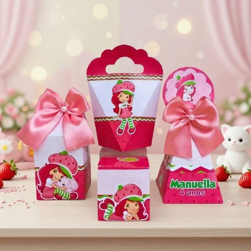 PEGUE E MONTE- Kit Caixas Moranguinho - Personalizados - Lembrancinha - Festa Infantil - Aniversário - Decoração
