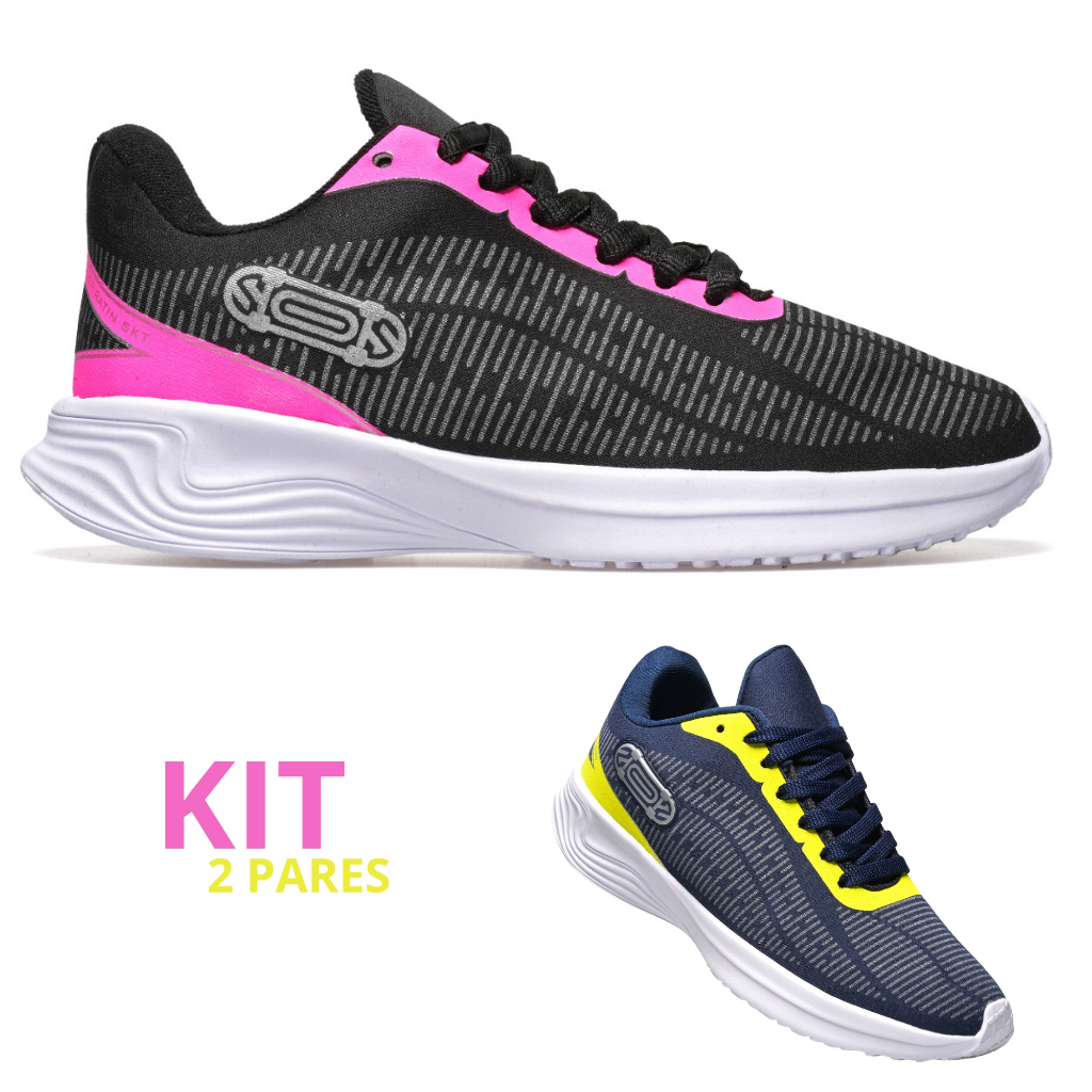 Kit Tênis Masculino Feminino Esportivo Caminhada Treino