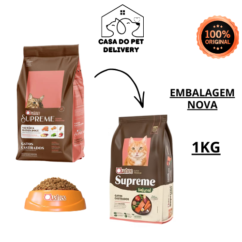Ração Quatree Supreme Gato Castrado Salmão ou Frango + Batata Doce