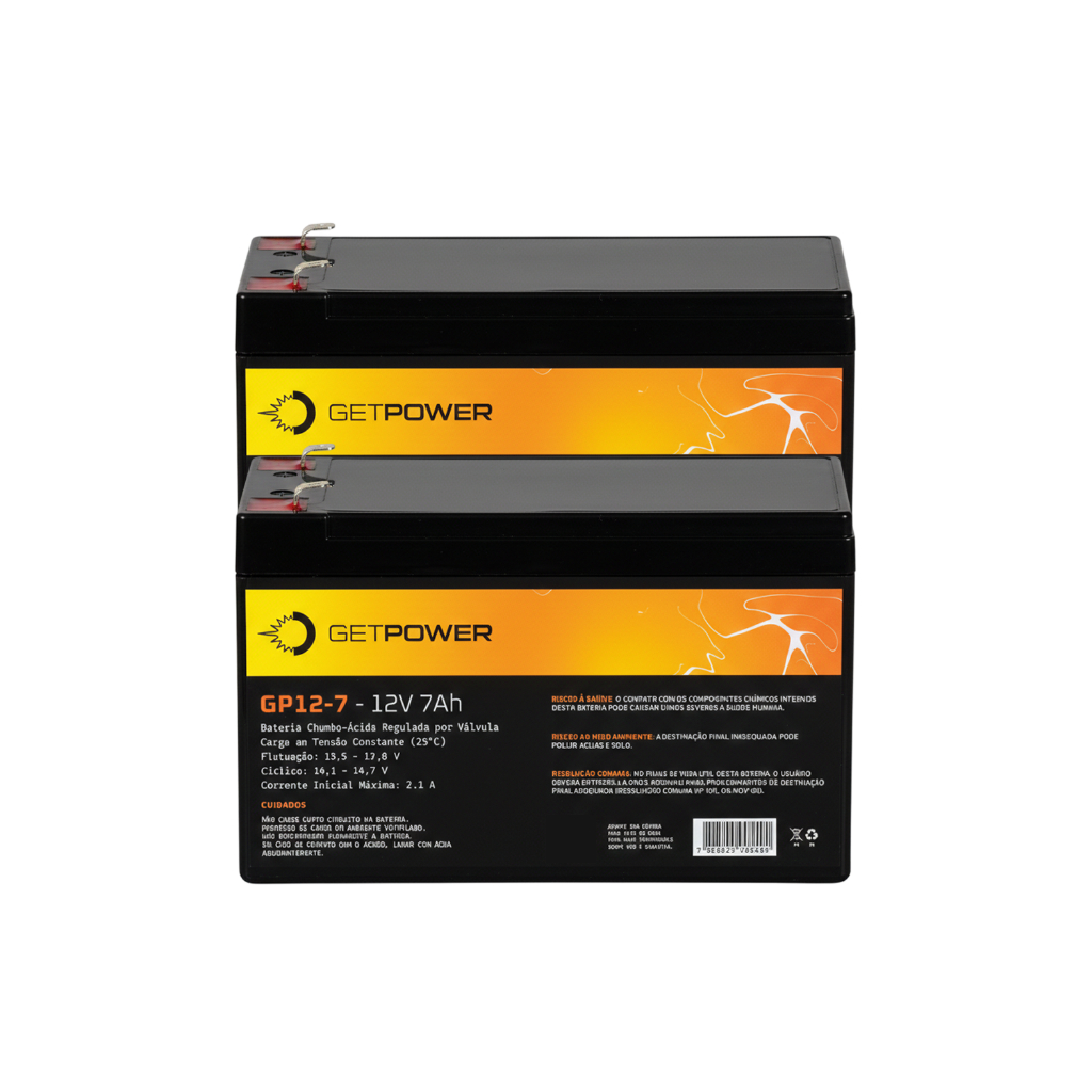 Kit 2 Bateria Getpower VRLA Nobreak 7Ah 12V GP12-7