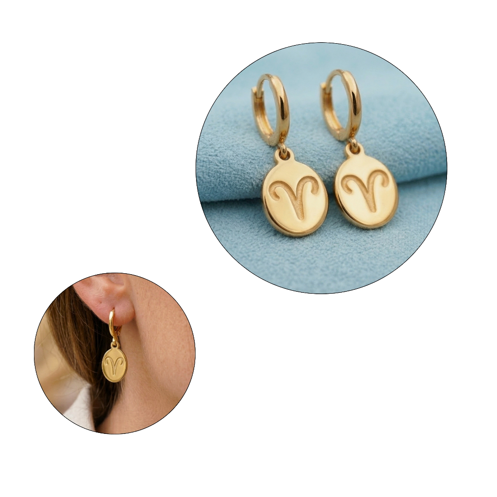 Semi Joias Brinco Signo Constelação Argolinha Prata 925 Ouro18k Antialergico