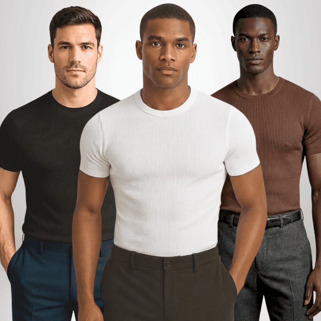 Camisetas Masculinas Algodão 3 ou 1un Canelada Slim Fit Ribana Premium em Oferta na Shopee