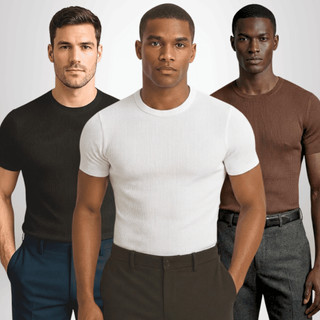 Camisetas Masculinas Canelada 3 ou 1un Americana Slim Fit Ribana Premium
