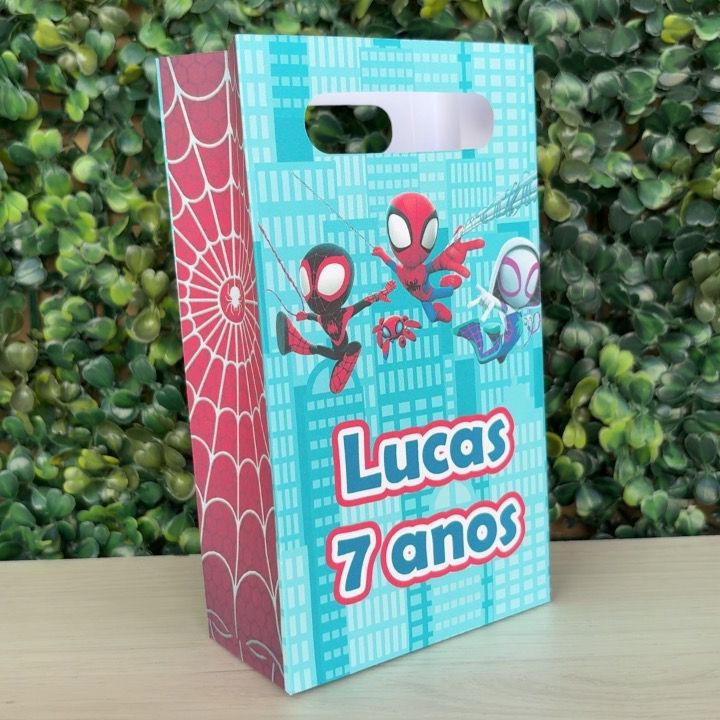 Lembrancinha Personalizada Homem Aranha - Sacolinha Surpresa Pegue e Monte Personalizada - Sacola de papel