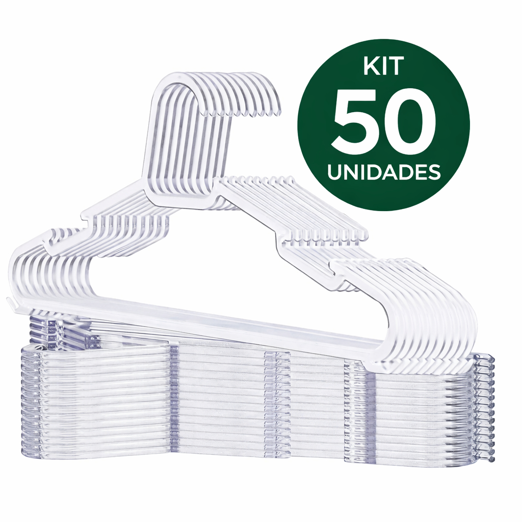 Cabide Acrílico Kit Cabides Para Roupas Transparente Adulto Reforçado Organizador