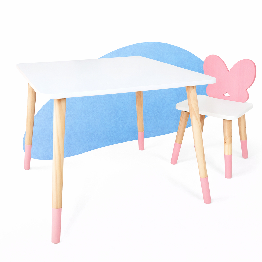 Mesa Cadeira Infantil Madeira Borboletinha Brinquedo Pedagógico Mobiliário Quarto Montessori Criança Kit Livro Educativo