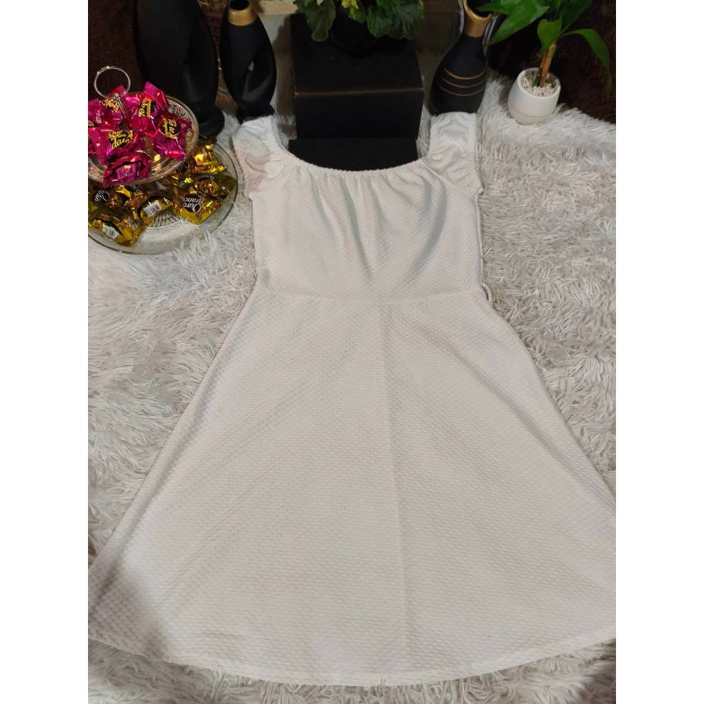 Vestido Juvenil Feminino, Modelo Manga Curta, Ciganinha Gorgurinho Branco, Tam: 14- P, Marca: Bauerbauer1977