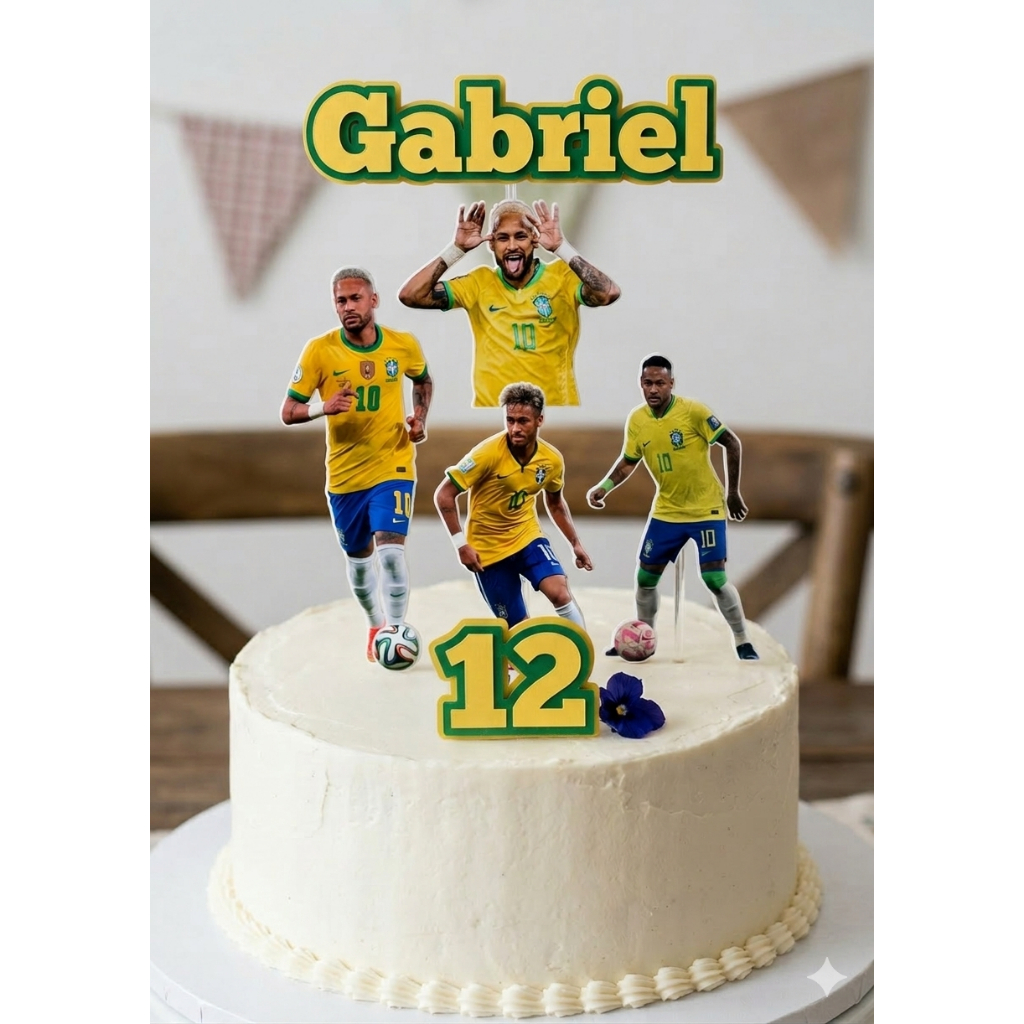 Topo/topper de bolo neymar Brasil personalizado. Brasil copa do Mundo. Neymar Jr.