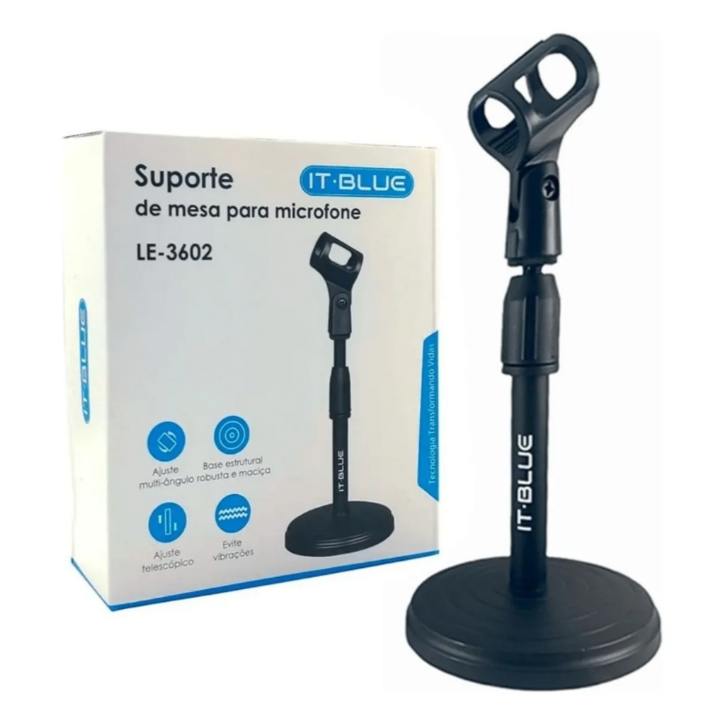 Suporte De Mesa Microfone Mini Pedestal Le3602 ItBlue