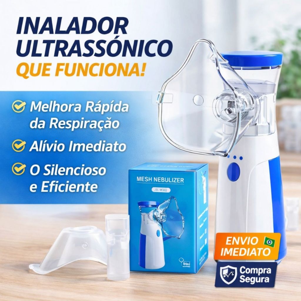 Inalador Nebulizador Portatil Recarregavel Ultrassonico Adulto e Infantil sem fio Premium