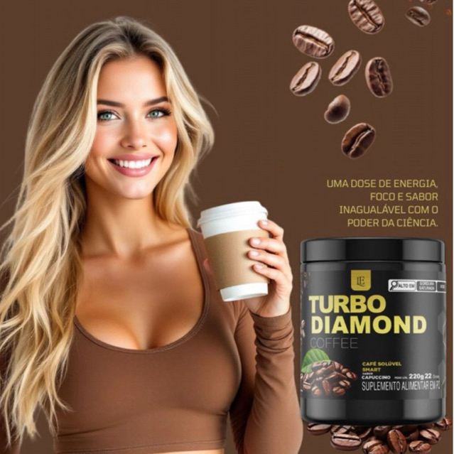 Turbo Diamond Coffee Labeliza -   Capuccino 5 em 1 Creatina+Café+taurina+Q10+tirosina 220g