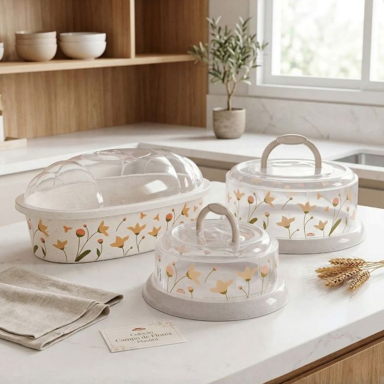 Boleira, Queijeira ou Porta-Pão Modelo Flores – Escolha o Produto