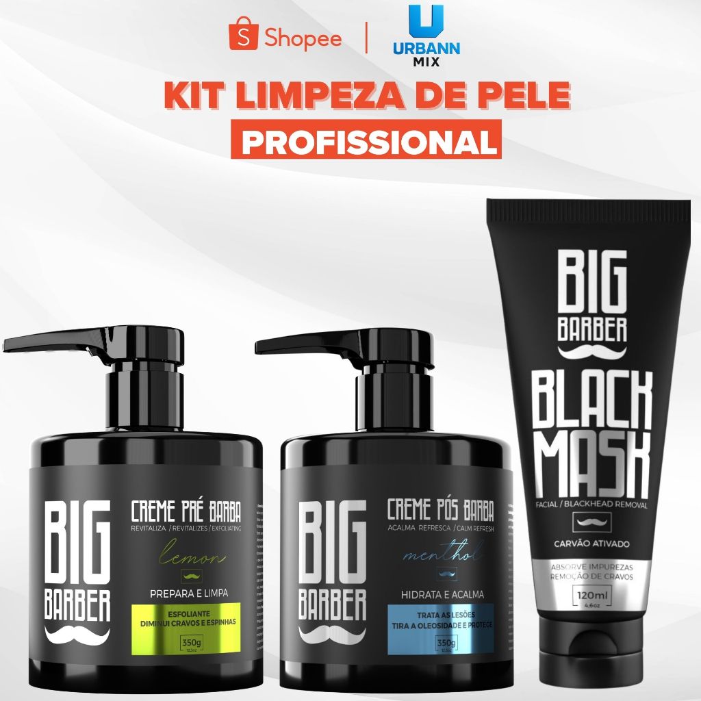Kit Limpeza Facial Creme Pré Barba + Creme Pós Barba + Máscara Facial