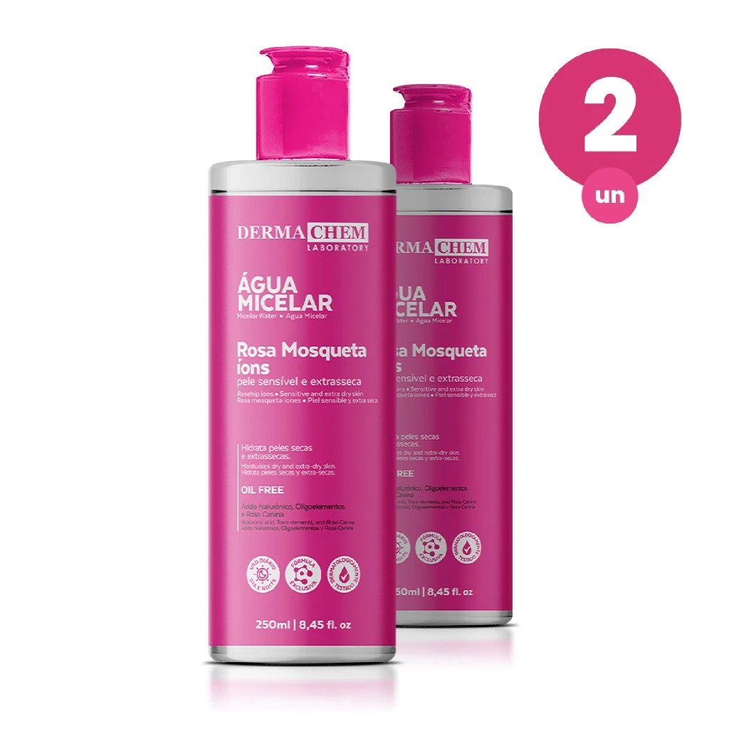 Kit 2 Água Micelar Rosa Mosqueta 250ml Dermachem