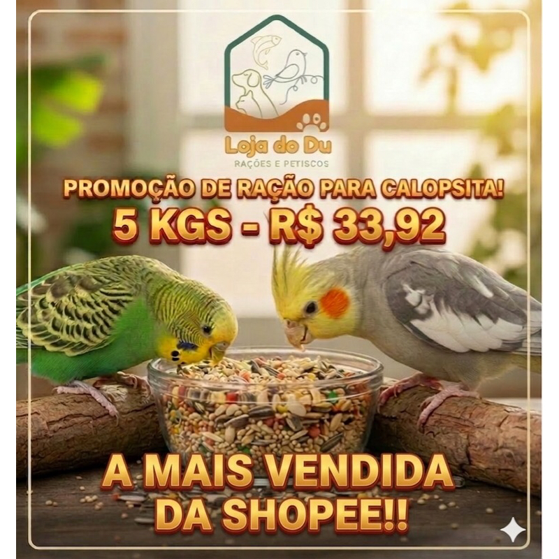 Mistura para Calopsita, Agapornes e Periquitos 5 KG em Oferta na Shopee