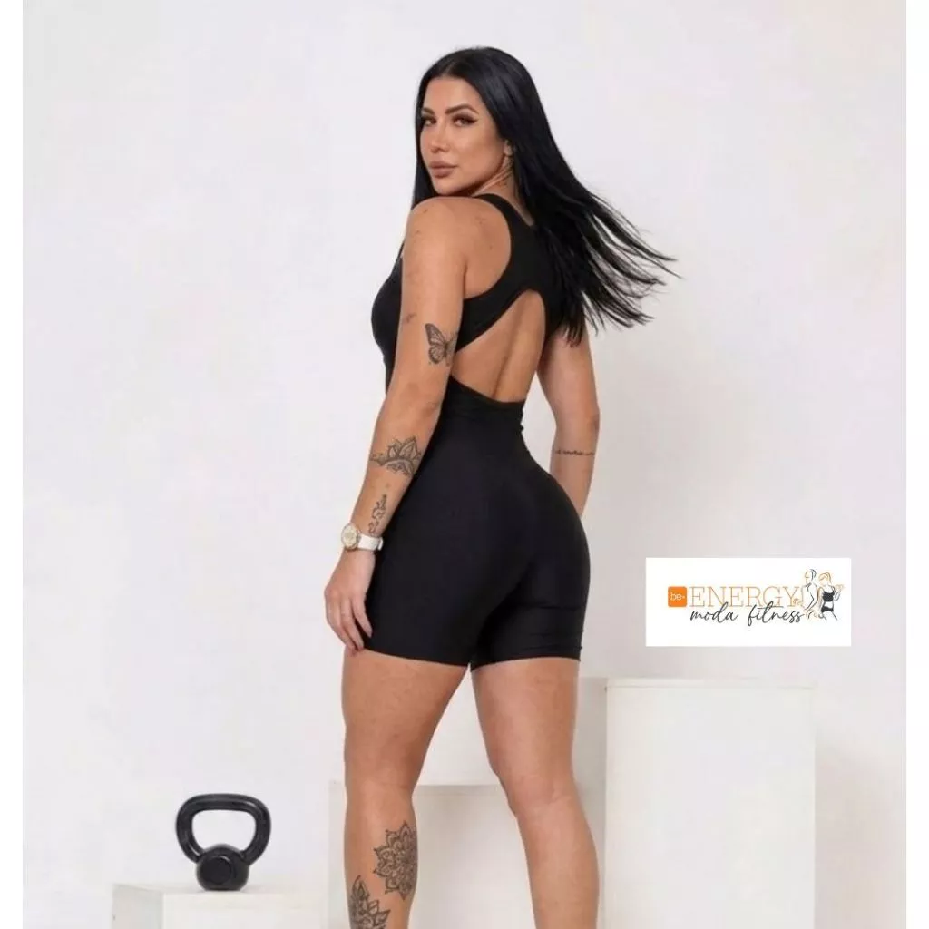 Macaquinho que vira Body 2 em 1, Macacão,  Fitness Academia, (Com Bojo Removível), Zero Transparência, Modela — imagem 1