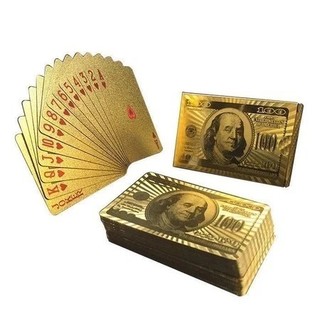 Baralho Dolar Dourado Ouro Folheado - A prova D'agua Poker Truco Cartas Jogos Dollar
