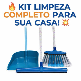 Kit Vassoura Rodo Duplo 40cm Pá de Lixo Sem Cabo Completo Reforçado Promoção
