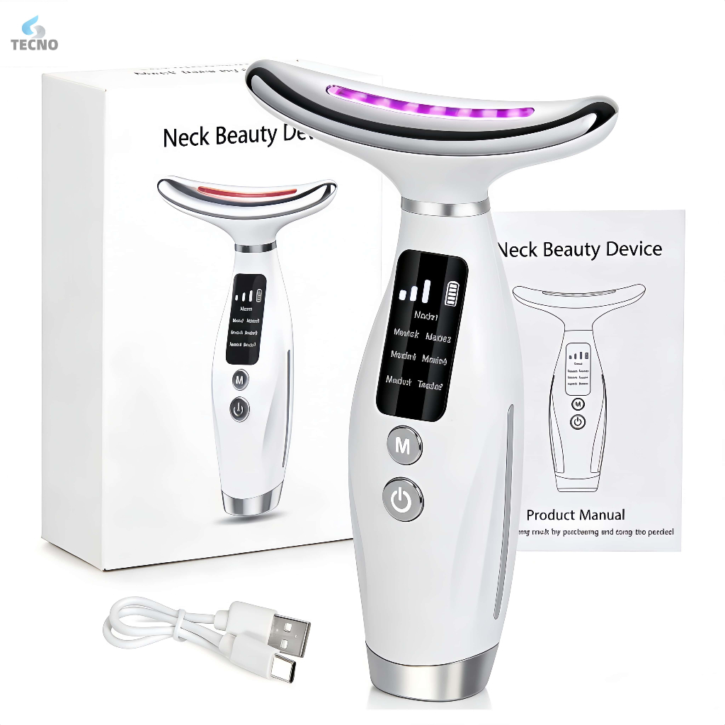 Massageador De Pele Firmeza Pescoço Led de 7 Modos Massageador Portátil Beleza para Rosto e Pescoço TECNO