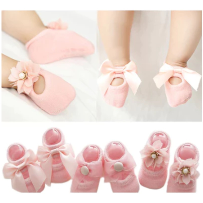 3 Pares/Lote 0-12 Meses Flor De Renda Meias De Bebê Recém-Nascido Algodão Antiderrapante Piso Infantil Menina Primavera