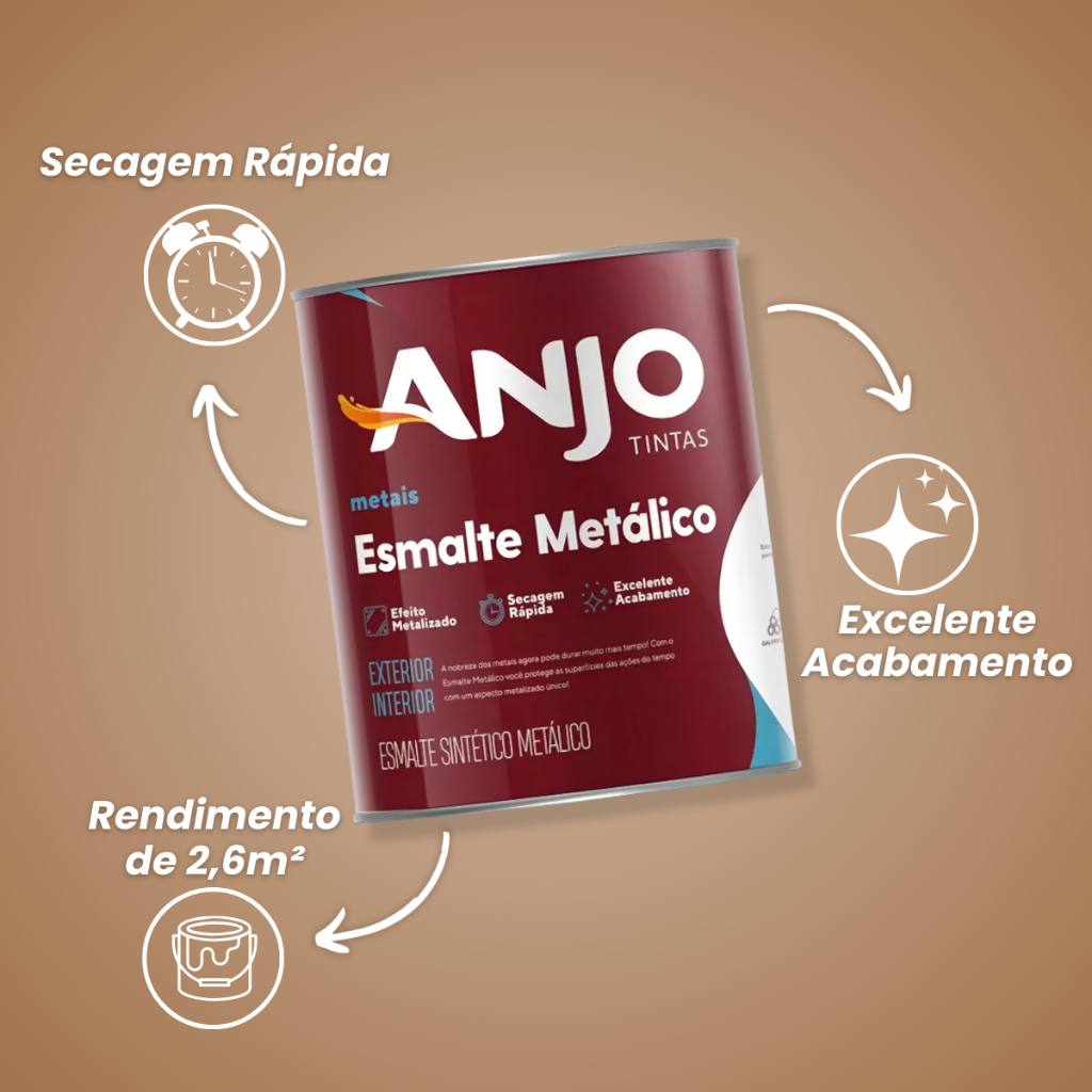 Esmalte Metálico Plus Ouro Talismã Brilho 900ml Anjo Alta Resistência