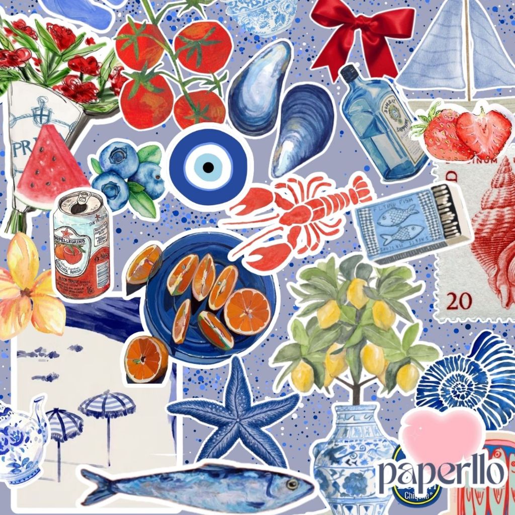 35 Stickers Adesivos Ocean Blue Red à prova d'água Para Decoração Scrapbook Journal Diário Garrafinhas em Oferta na Shopee