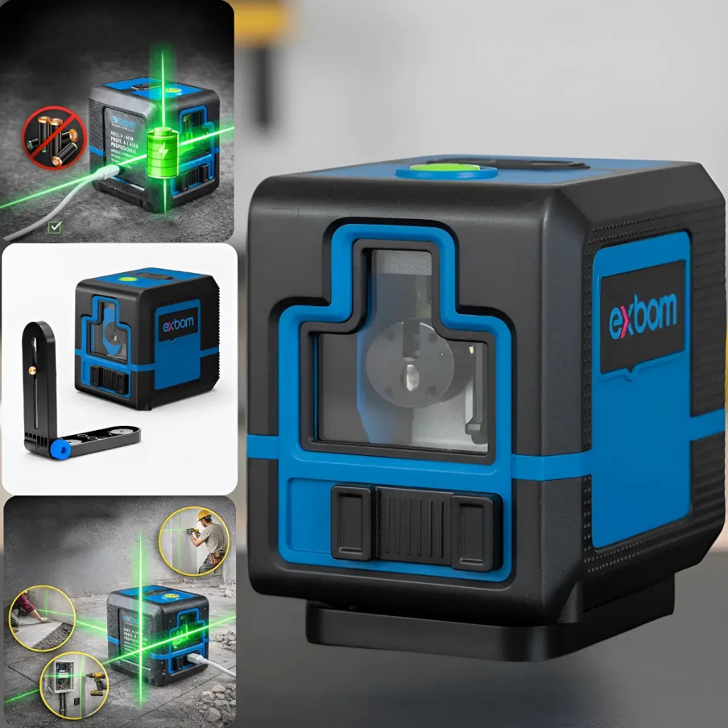 Nível Laser Verde 3D Profissional 20m Autonivelante 2 Linhas Alta Precisão Construção