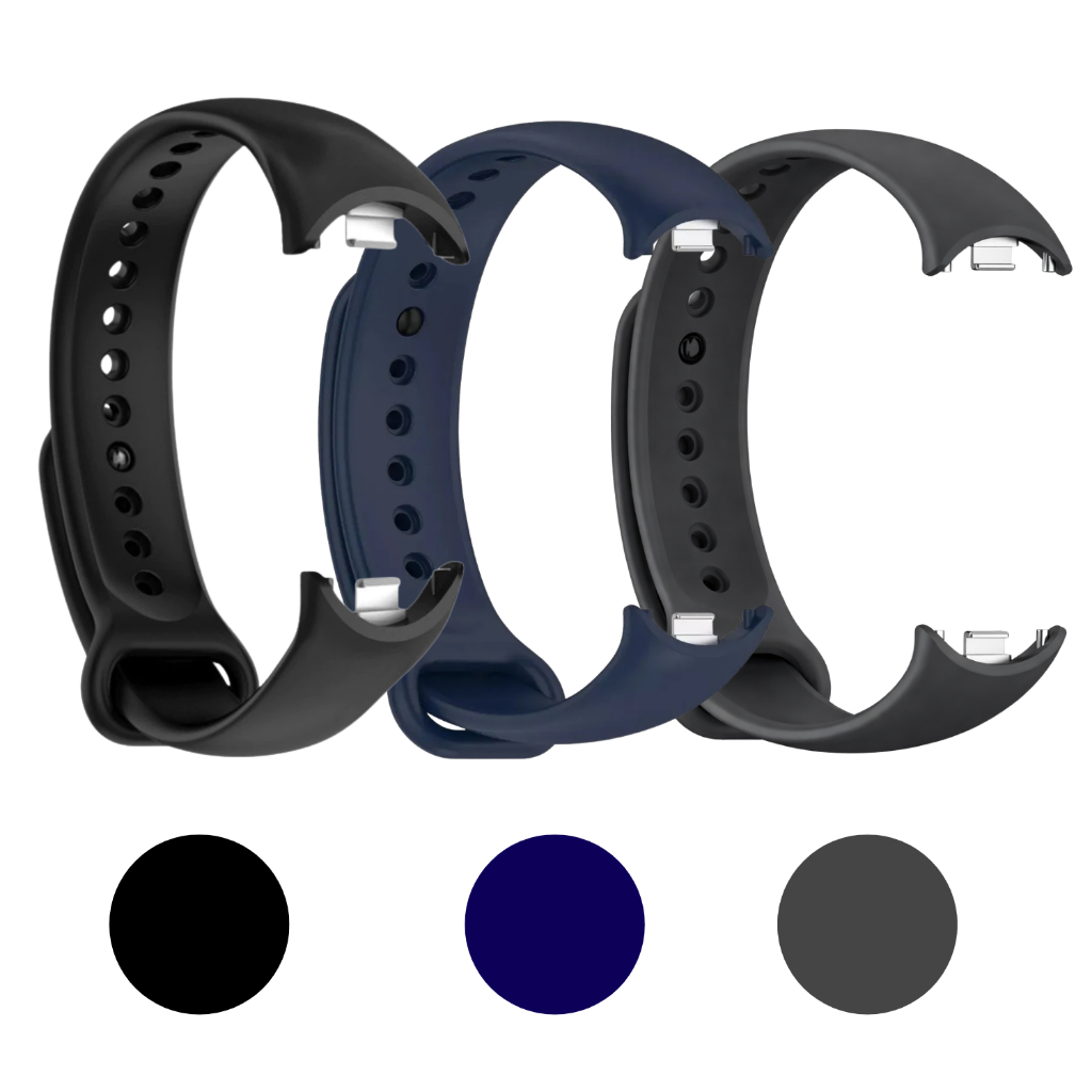 Kit 3 Pulseira Silicone Para Mi Band 10 9 8 Trava Metal Soft Premium
