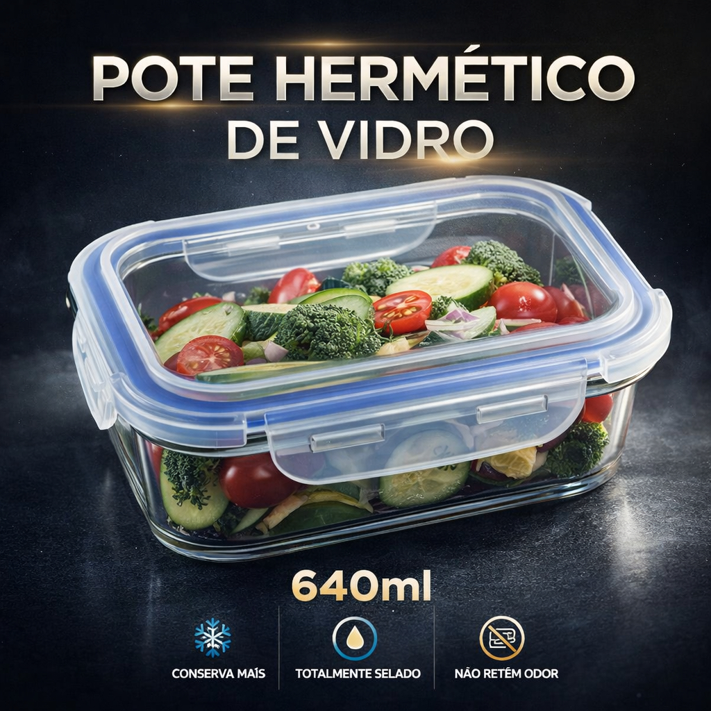 Pote de Vidro Hermético Retangular Tampa em Oferta na Shopee